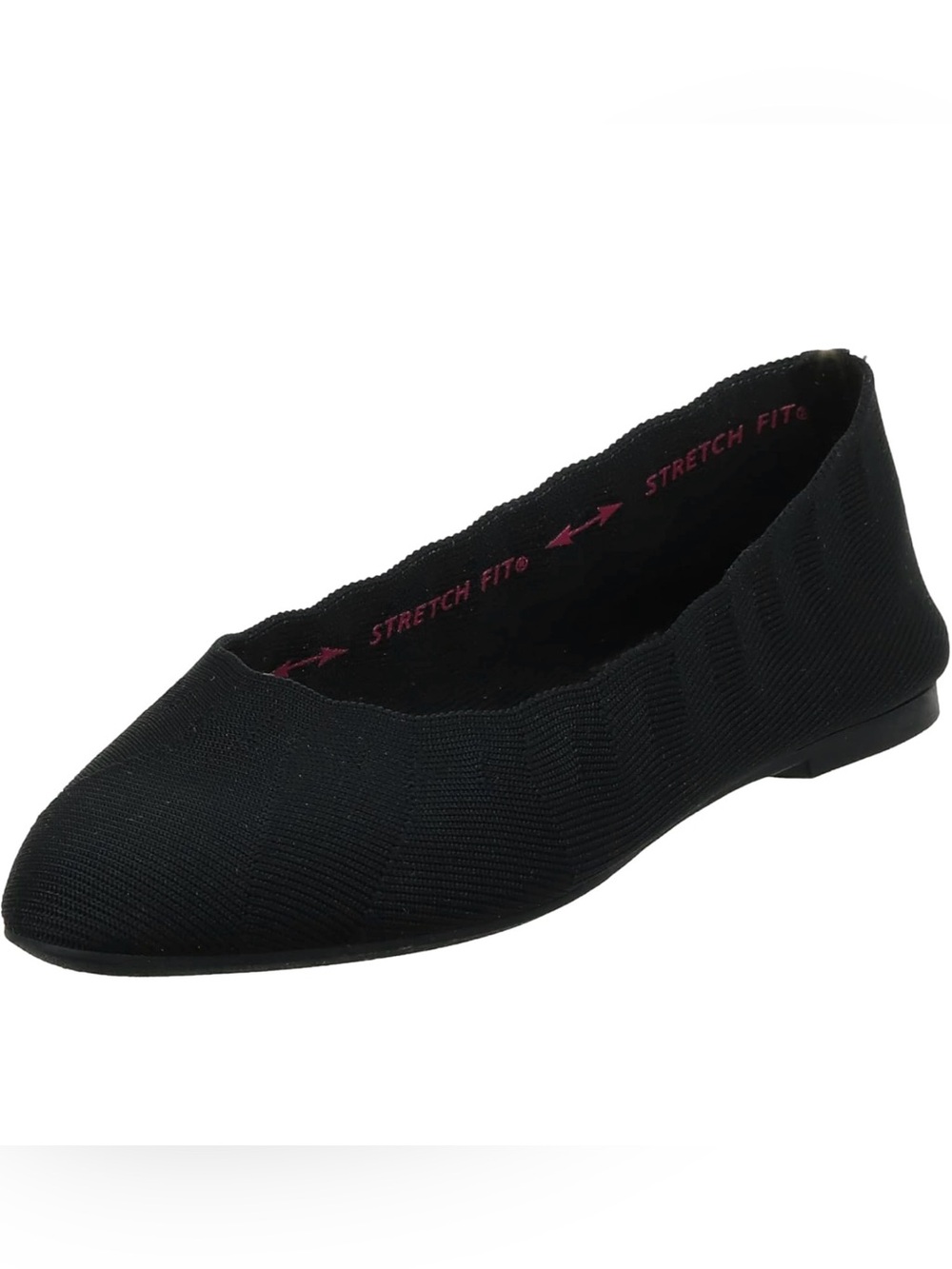 Stretch-Fit Black Women's Knit Ballet Flat